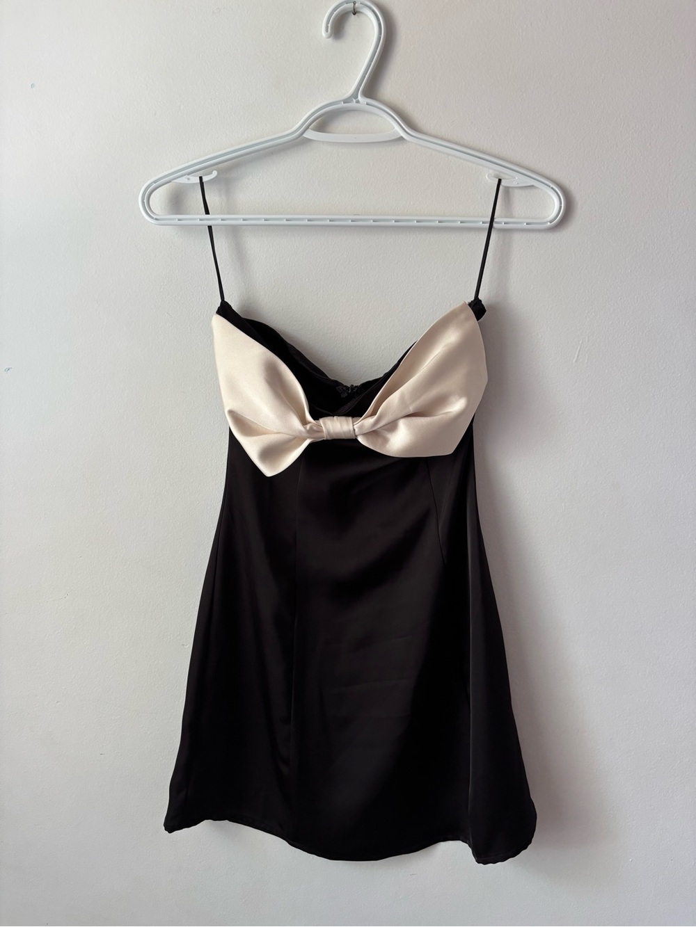 Princess Polly Black Slip Dress with Cream Bow Detail